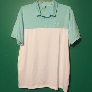 Nike Golf Polo Shirt mens XL sky blue white EUC